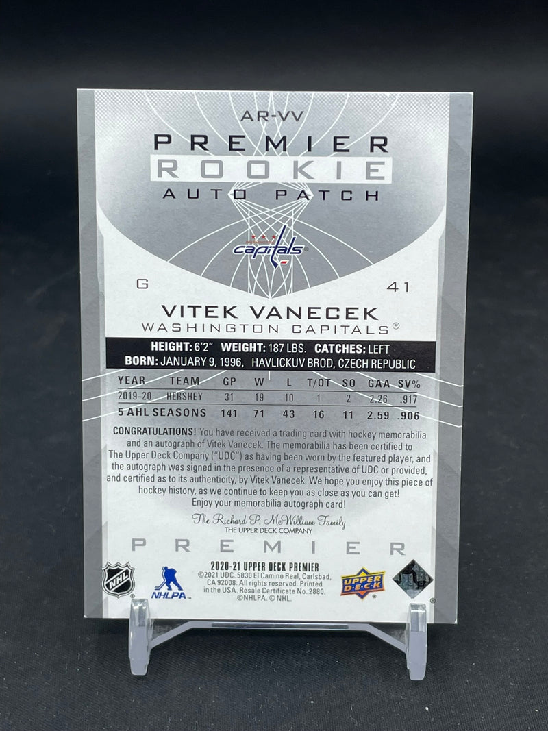 2020 UPPER DECK PREMIER - ROOKIE AUTO PATCH - V. VANECEK - #AR-VV - #'D/149 - RELIC - AUTOGRAPH - RC