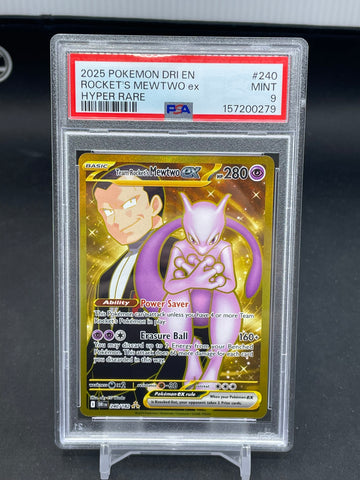 POKEMON - DESTINED RIVALS - TEAM ROCKET'S MEWTWO EX - HYPER RARE - #240 - PSA 9