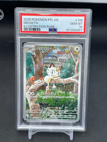 POKEMON - PHANTASMAL FLAMES - MEOWTH - ILLUSTRATION RARE - #106 - PSA 10
