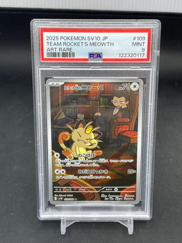 POKEMON - SV10 JP - TEAM ROCKET'S MEOWTH - ART RARE - #109 - PSA 9