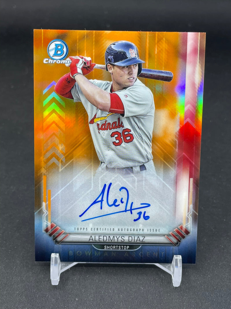2017 TOPPS BOWMAN CHROME - ORANGE REFRACTOR - BOWMAN ASCENT - A. DIAZ - #BA-AD - #'D/25 - AUTOGRAPH