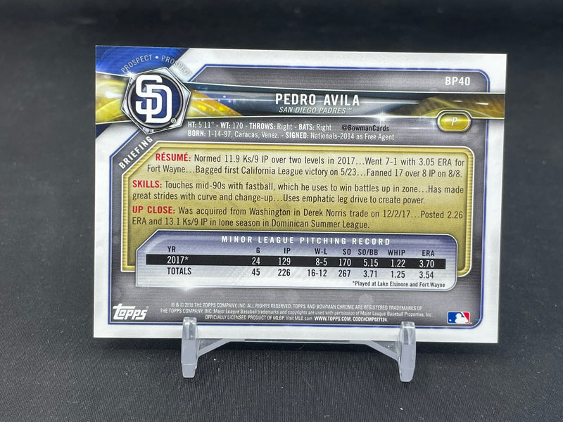 2018 TOPPS BOWMAN - RED - 1ST BOWMAN - P. AVILA - #BP40 - #'D/5