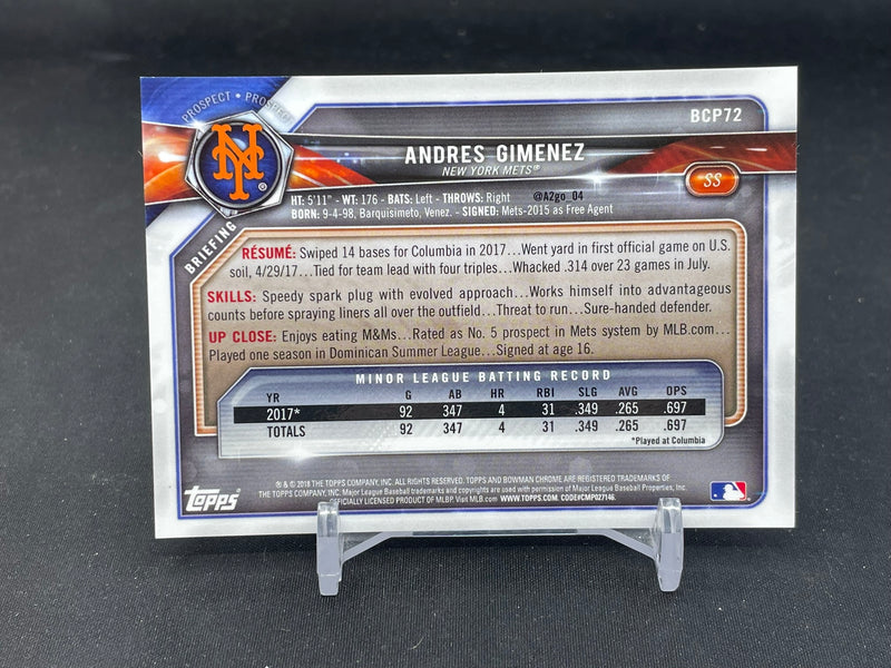 2018 TOPPS BOWMAN CHROME - ATOMIC REFRACTOR - 1ST BOWMAN - A. GIMENEZ -