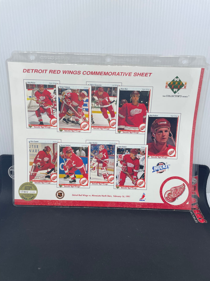 1990 UPPER DECK LIMITED EDITION COMMEMORATIVE SERIES - DETROIT RED WINGS SHEET -