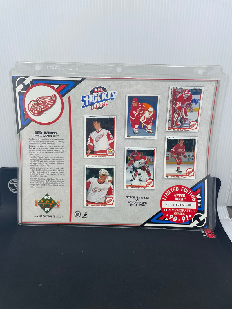 1990 UPPER DECK LIMITED EDITION COMMEMORATIVE SERIES - DETROIT RED WINGS SHEET -