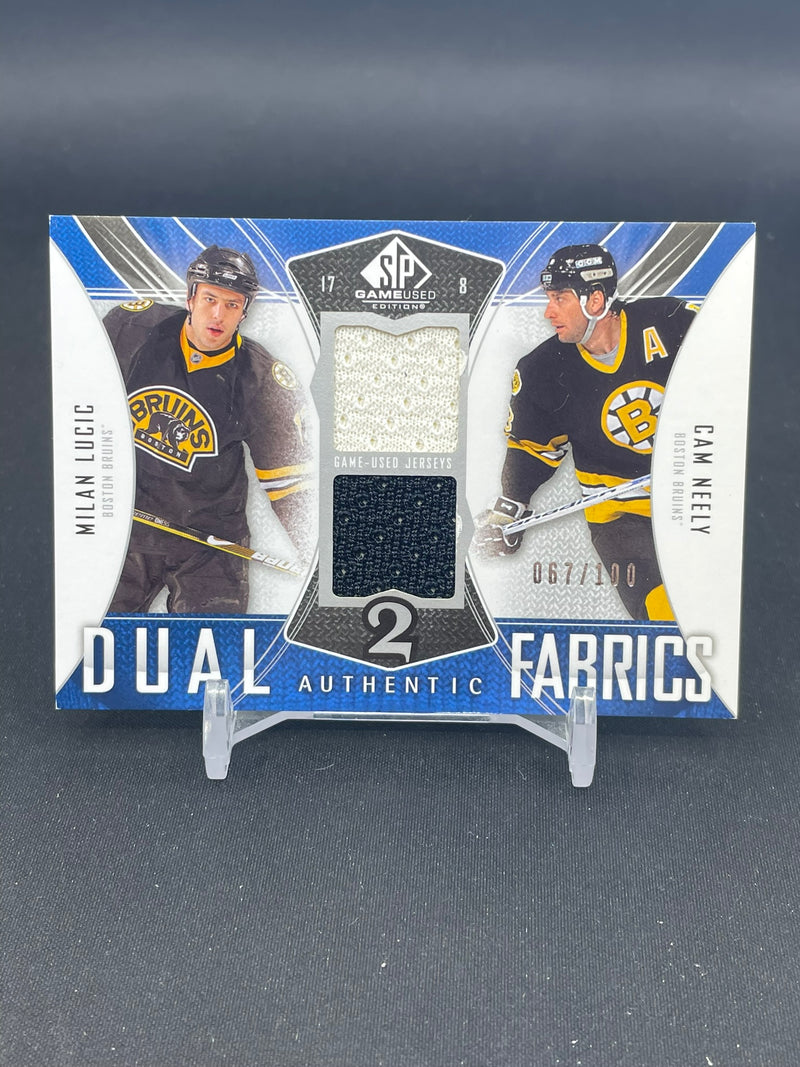 2009 UPPER DECK SP GAME-USED - DUAL FABRICS - M. LUCIC / C. NEELY - #AF2-LN - #'D/100 - DUAL RELIC