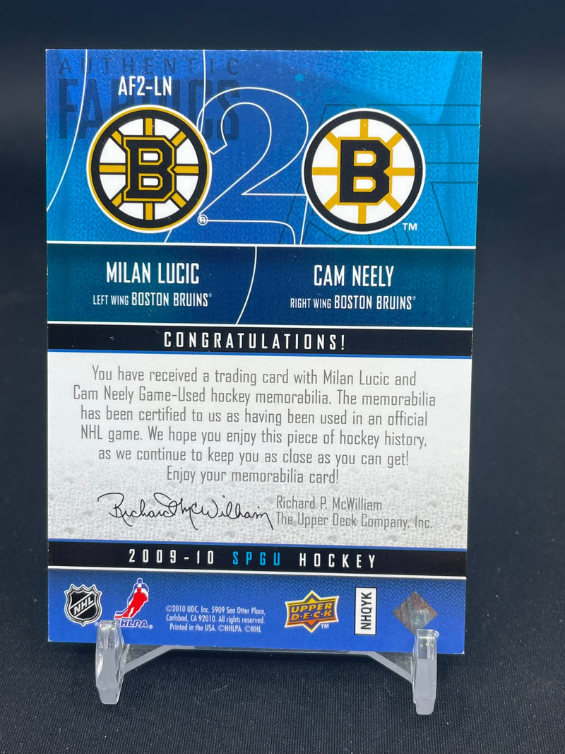 2009 UPPER DECK SP GAME-USED - DUAL FABRICS - M. LUCIC / C. NEELY - #AF2-LN - #'D/100 - DUAL RELIC