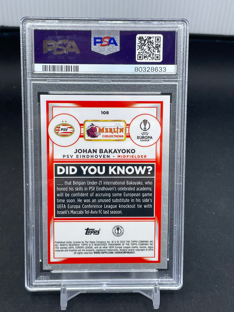 2022 TOPPS MERLIN CHROME - SPECKLE - J. BAKAYOKO - #108 - #'D/150 - PSA 9 - RC