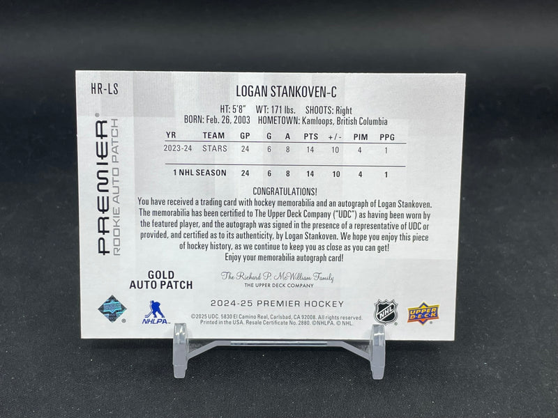 2024 UPPER DECK PREMIER - GOLD -  ROOKIE AUTO PATCH - L. STANKOVEN - #HR-LS - #'D/15 - RELIC - AUTOGRAPH - RC
