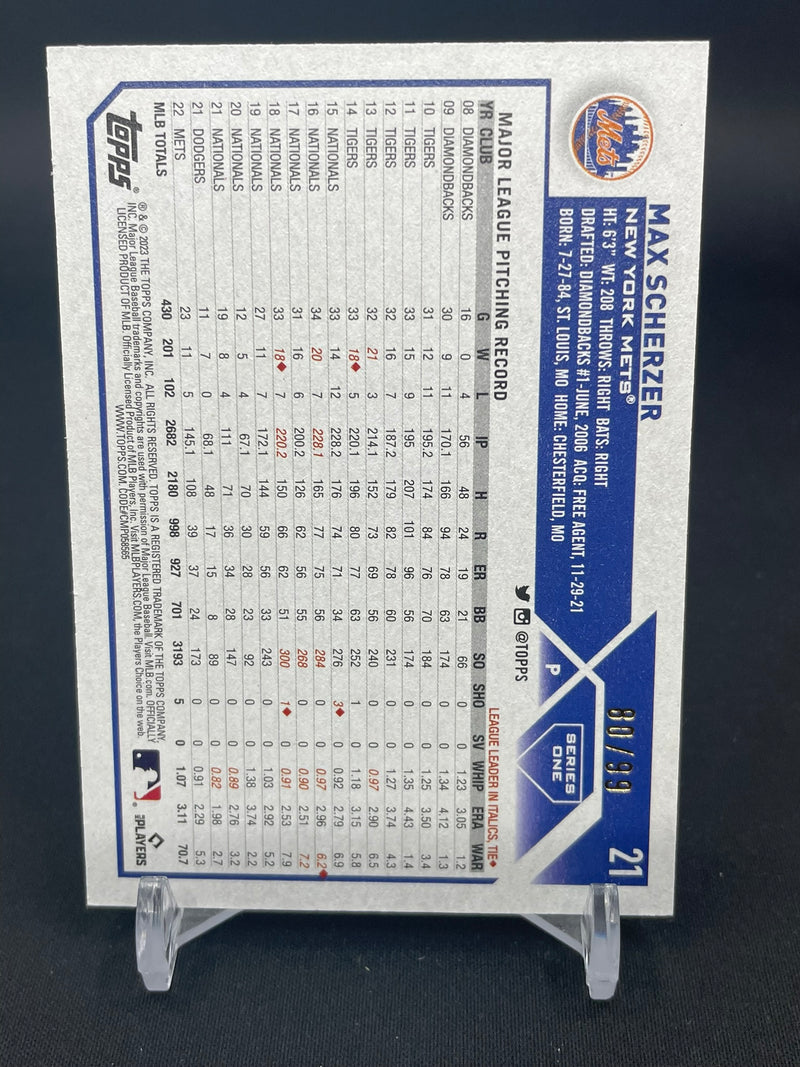 2023 TOPPS SERIES ONE - VINTAGE STOCK - M. SCHERZER - #21 - #'D/99