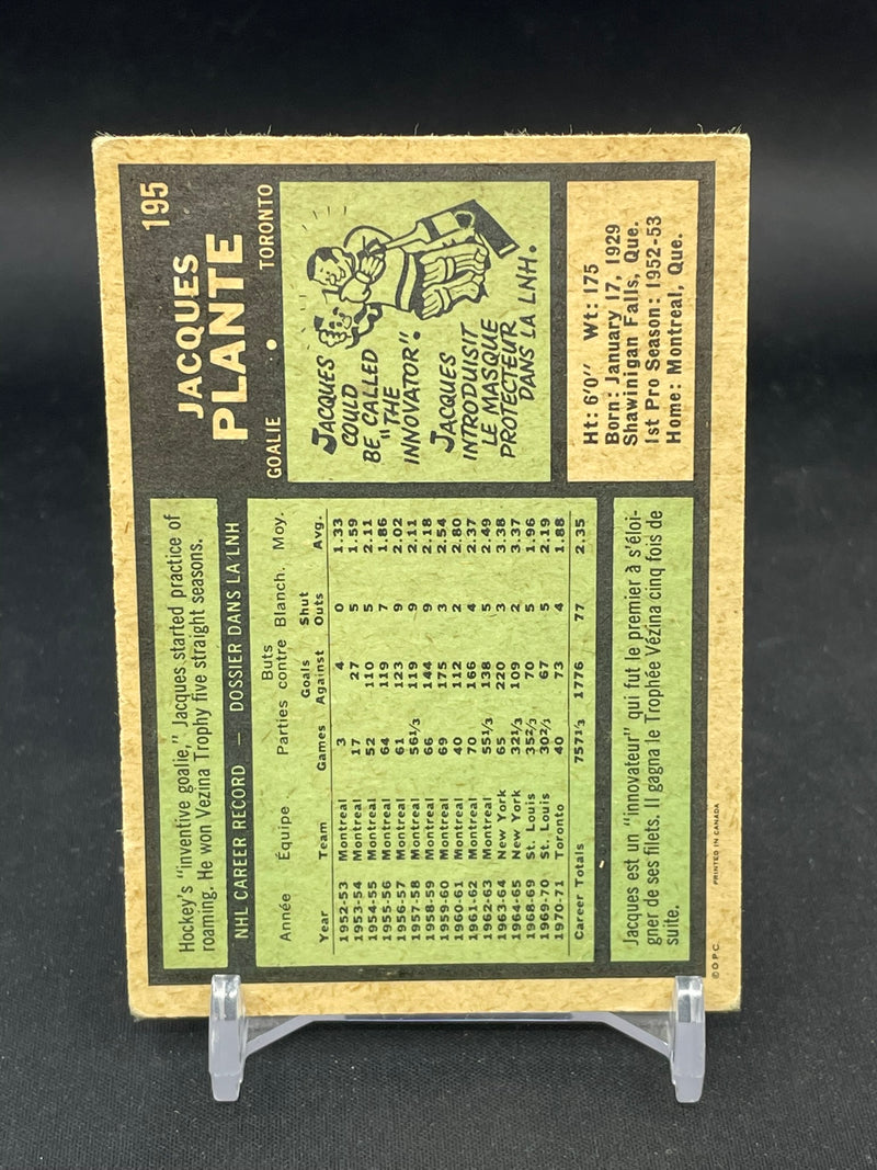 1971 O-PEE-CHEE - J. PLANTE -