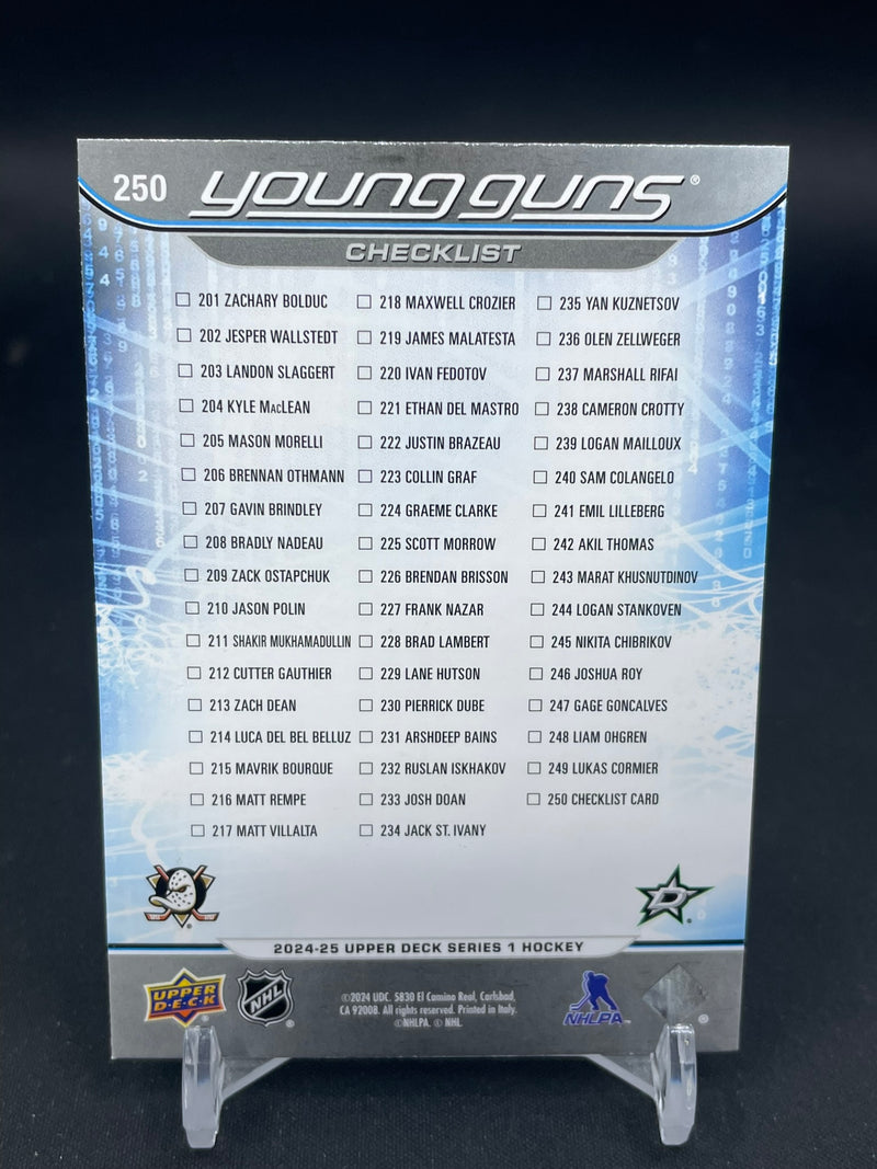 2024 UPPER DECK SERIES ONE - YOUNG GUNS CHECKLIST - C. GAUTHIER . L. STANKOVEN -