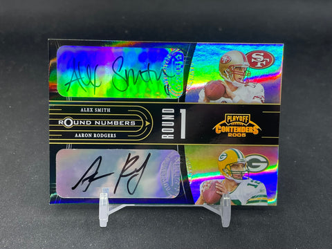 2005 DONRUSS PLAYOFF CONTENDERS - ROUND NUMBERS - A. SMITH / A. RODGERS / C. BENSON / M. CLAYTON - #RN-11 - #'D/25 - QUAD AUTOGRAPH