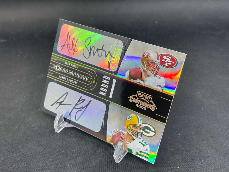 2005 DONRUSS PLAYOFF CONTENDERS - ROUND NUMBERS - A. SMITH / A. RODGERS / C. BENSON / M. CLAYTON - #RN-11 - #'D/25 - QUAD AUTOGRAPH