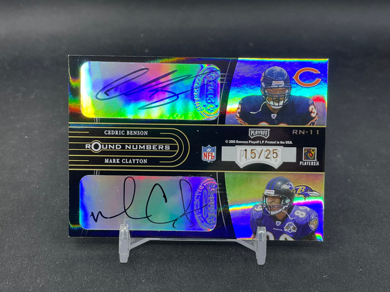2005 DONRUSS PLAYOFF CONTENDERS - ROUND NUMBERS - A. SMITH / A. RODGERS / C. BENSON / M. CLAYTON - #RN-11 - #'D/25 - QUAD AUTOGRAPH