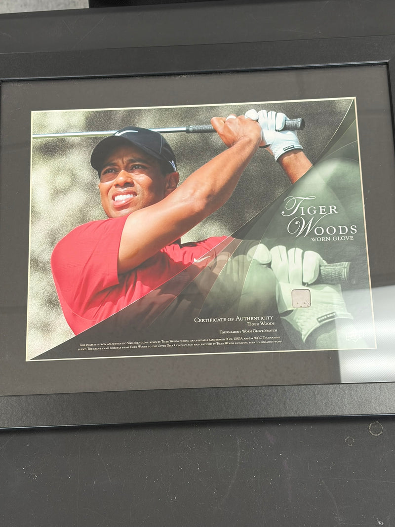 TIGER WOODS PORTRAIT WITH GLOVE RELIC (SHIPPING NOT AVAILABLE)