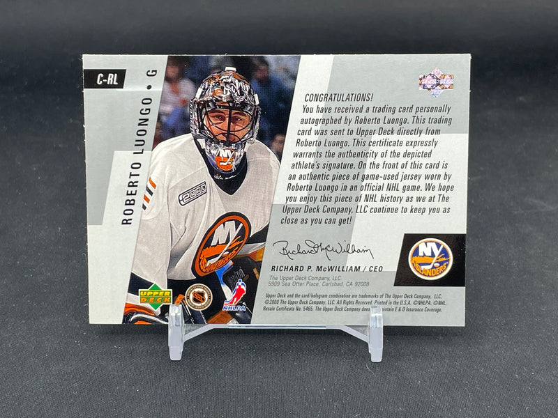 2000 UPPER DECK - GAME-USED JERSEY - CANADIAN HERO - R. LUONGO -