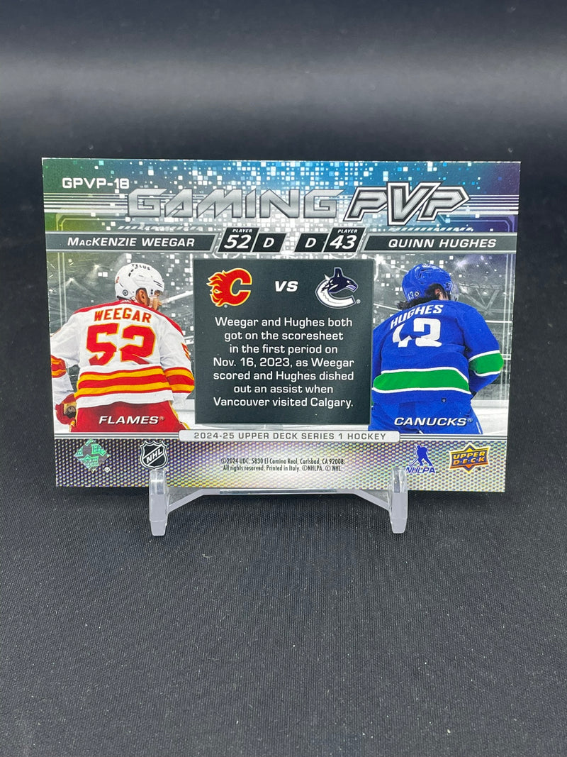 2024 UPPER DECK SERIES ONE - GREEN - GAMING PVP - M. WEEGAR / Q. HUGHES - #GPVP-18 - #'D/199