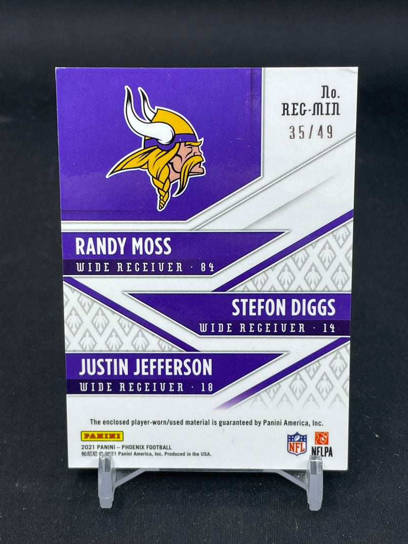 2021 PANINI PHOENIX - PURPLE PRIZM - REGENERATION - R. MOSS / S. DIGGS / J. JEFFERSON - #REG-MIN - #'D/49 - TRIPLE RELIC