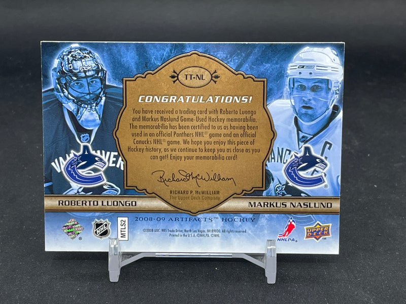 2008 UPPER DECK ARTIFACTS - TUNDRA TANDEMS - R. LUONGO / M. NASLUND - #TT-NL - #'D/35 - DUAL RELIC