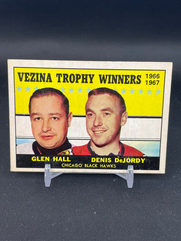 1967 TOPPS - VEZINA TROPHY WINNERS - G. HALL / D. DEJORDY - #65