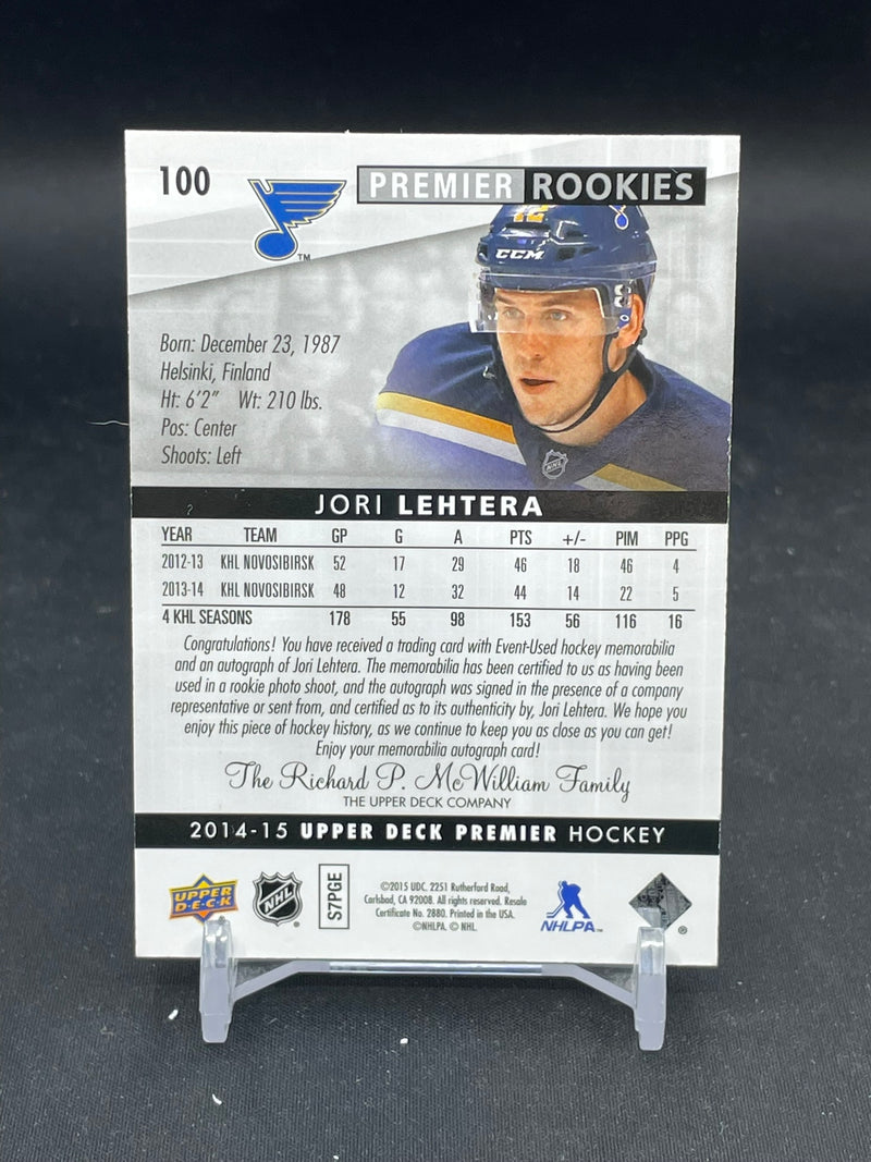 2014 UPPER DECK PREMIER - PREMIER ROOKIES - J. LEHTERA - #100 - #'D/299 - RELIC - AUTOGRAPH - RC