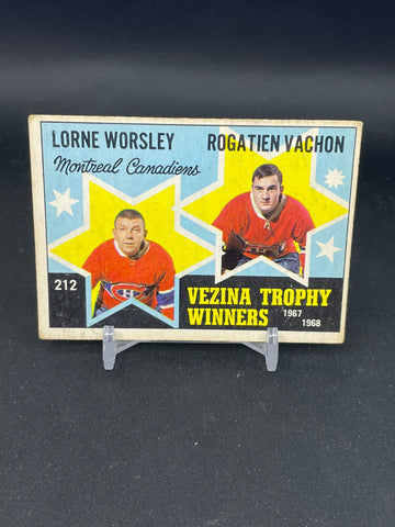 1968 O-PEE-CHEE - VEZINA TROPHY WINNERS - L. WORSLEY / R. VACHON - #212