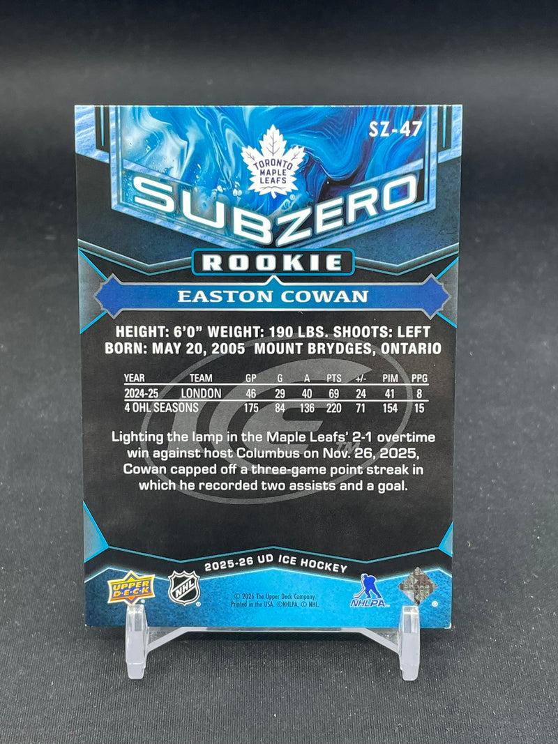 2025 UPPER DECK ICE - SUBZERO ROOKIE - E. COWAN - #SZ-47 - #'D/499 - RC