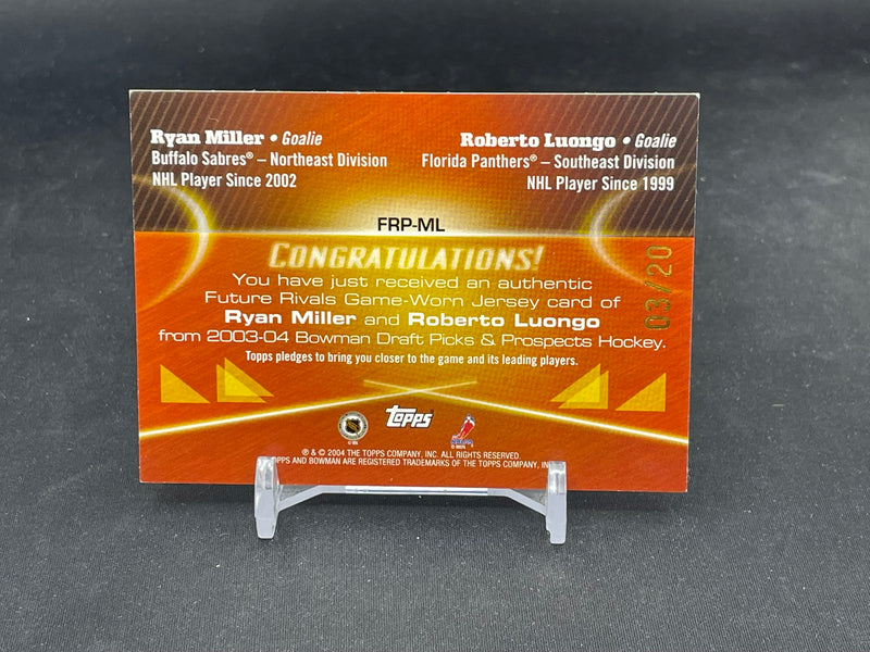 2003 TOPPS BOWMAN DRAFT PICKS & PROSPECTS - FUTURE RIVALS - R. MILLER / R. LUONGO - #FRP-ML - #'D/20 - DUAL RELIC