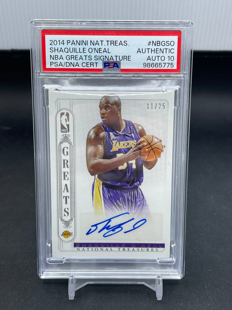 2014 PANINI NATIONAL TREASURES - NBA GREATS SIGNATURE - S. O'NEAL - #NBGSO - #'D/25 - AUTOGRAPH - PSA 10 AUTO