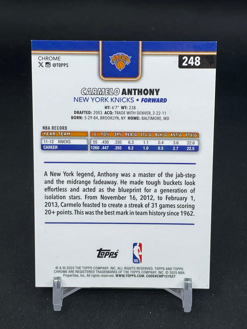 2025 TOPPS CHROME - ORANGE REFRACTOR - C. ANTHONY - #248 - #'D/25