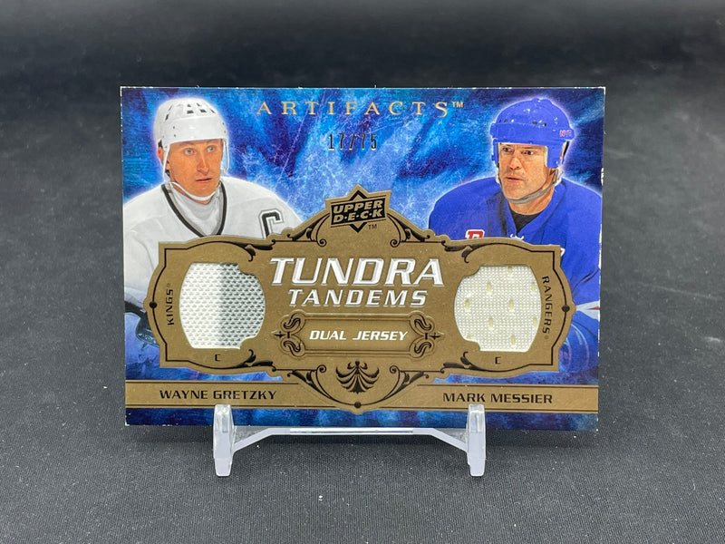 2008 UPPER DECK ARTIFACTS - TUNDRA TANDEMS - W. GRETZKY / M. MESSIER - #TT-GM - #'D/75 - DUAL RELIC