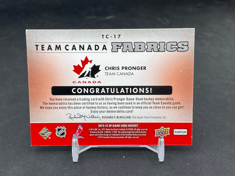 2012 UPPER DECK SP GAME USED - TEAM CANADA FABRICS - C. PRONGER -