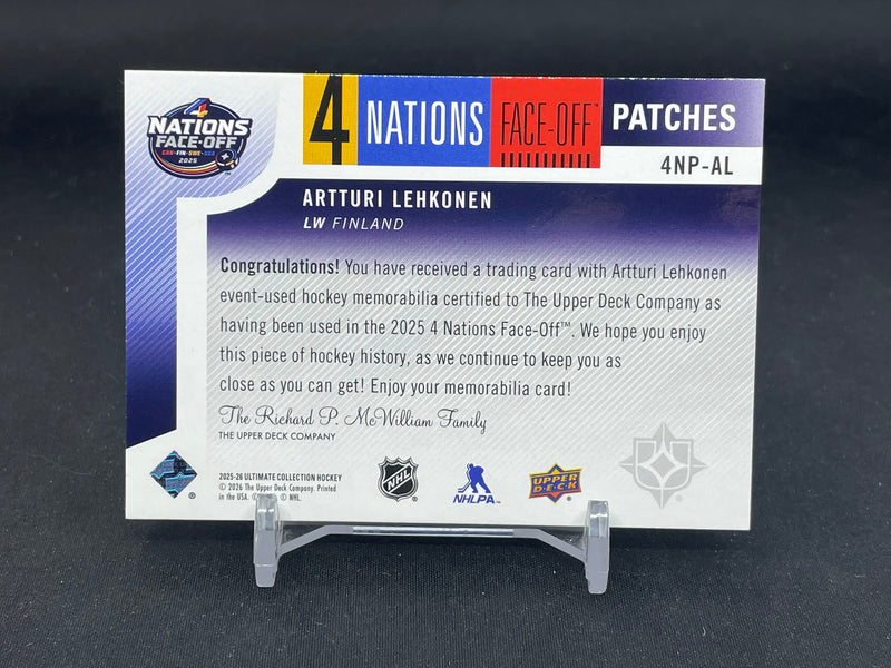 2025 UPPER DECK ULTIMATE - 4 NATIONS FACE-OFF PATCHES PATCHES - A. LEHKONEN - #4NP-AL - #1/1 - RELIC
