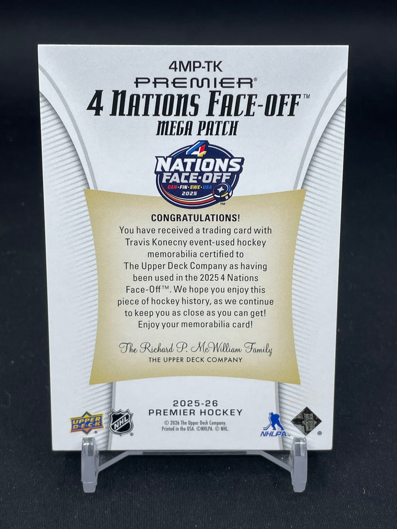 2025 UPPER DECK PREMIER - 4 NATIONS FACE-OFF MEGA PATCH - T. KONECNY - #4MP-TK - #'D/35 - RELIC - AUTOGRAPH