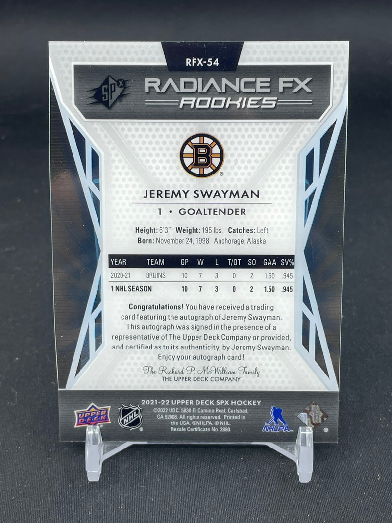 2021 UPPER DECK SPX - RADIANCE FX ROOKIES - J. SWAYMAN - #RFX-54 - #'D/15 - AUTOGRAPH