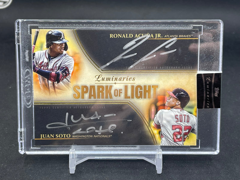 2020 TOPPS LUMINARIES - SPARK OF LIGHT - R. ACUNA JR. / J. SOTO - #SLDA-AS - #'D/15 - DUAL AUTOGRAPH