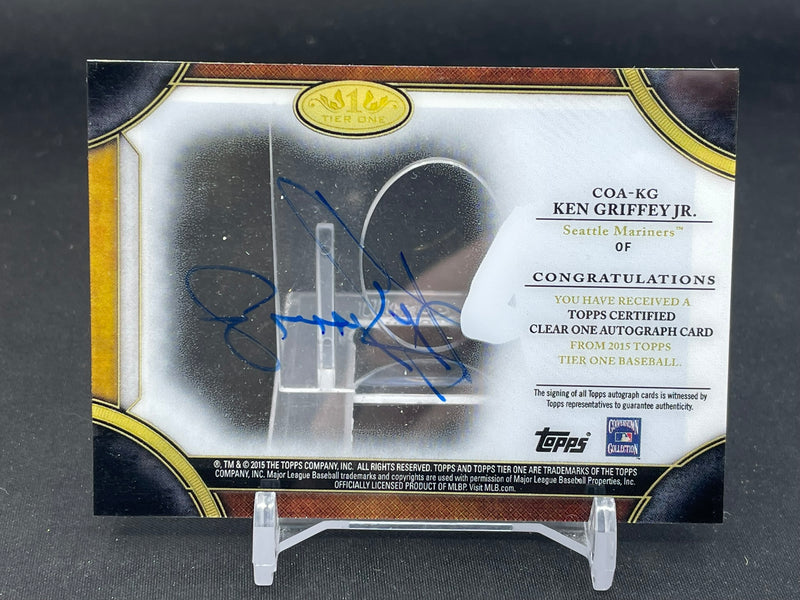 2015 TOPPS TIER ONE - CERTIFIED CLEAR ONE - K. GRIFFEY JR. - #COA-KG - #'D/15 - AUTOGRASPH