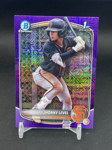 2025 TOPPS BOWMAN CHROME - PURPLE MOJO REFRACTOR - 1ST BOWMAN - J. LEVEL - #BCP-147 - #'D/250