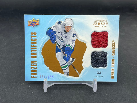 2008 UPPER DECK ARTIFACTS - FROZEN ARTIFACTS - H. SEDIN - #FAD-HS - #'D/199 - DUAL RELIC