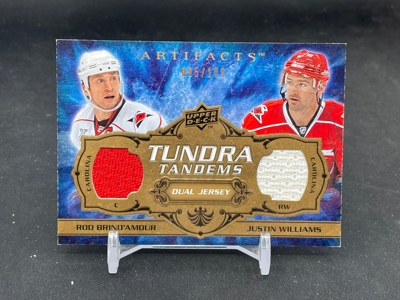 2008 UPPER DECK ARTIFACTS - TUNDRA TANDEMS - R. BRIND'AMOUR / J. WILLIAMS - #TT-WB - #'D/100 - DUAL RELIC