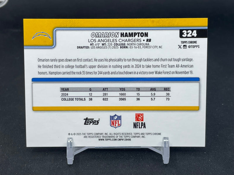 2025 TOPPS CHROME - WHITE REFRACTOR IMAGE VARIATION - O. HAMPTON - #324 - #'D/30 - RC