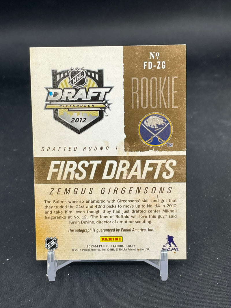 2013 PANINI PLAYBOOK - FIRST DRAFTS - Z. GIRGENSONS -