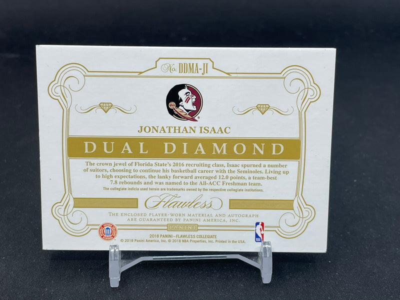 2018 PANINI FLAWLESS COLLEGIATE - DUAL DIAMOND - J. ISAAC - #DDMA-JI - #'D/5 - DUAL RELIC - AUTOGRAPH