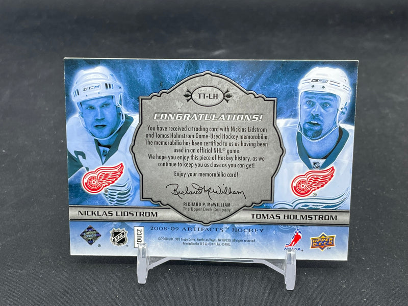 2008 UPPER DECK ARTIFACTS - TUNDRA TANDEMS - N. LIDSTROM / T. HOLMSTROM - #TT-LH - #'D/50 - DUAL RELIC