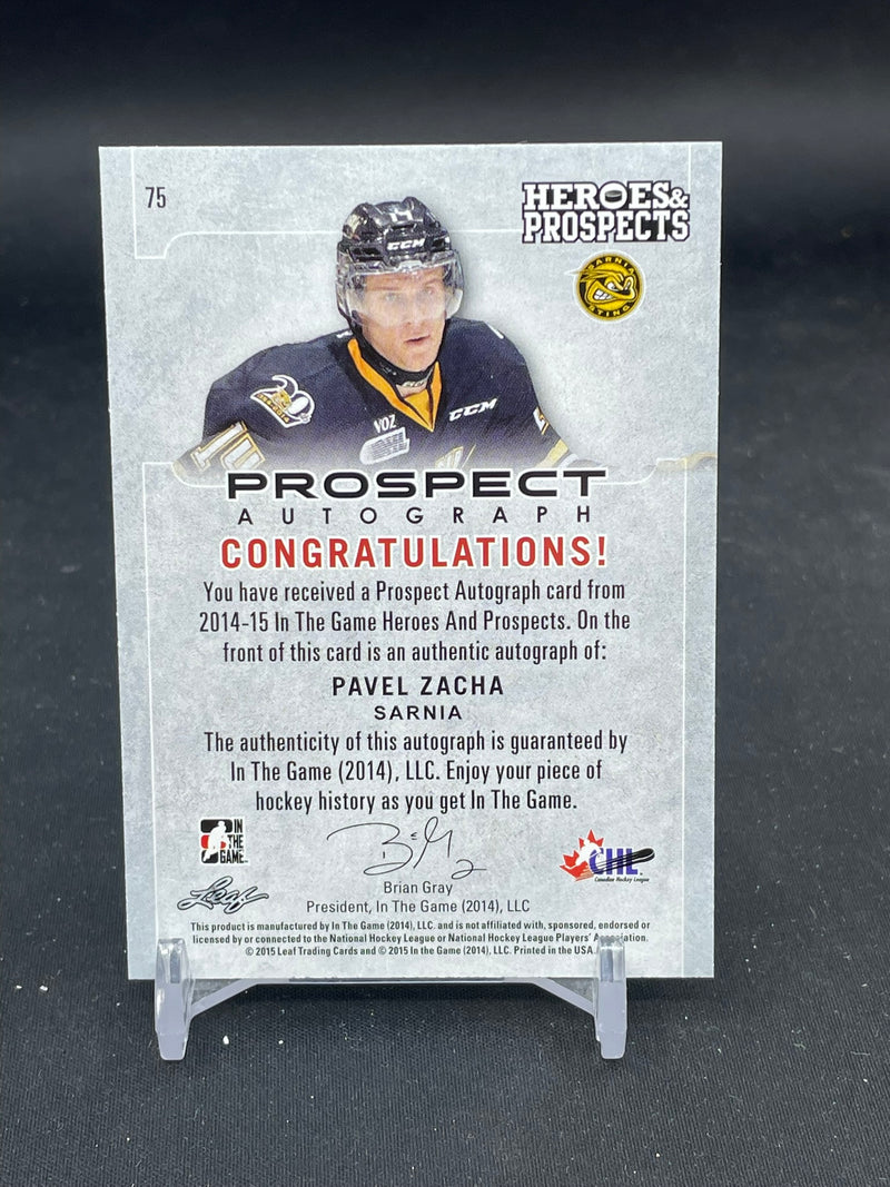 2014 LEAF IN THE GAME HEROES & PROSPECTS - PROSPECT AUTOGRAPH - P. ZACHA - #75 - #'D/1 - AUTOGRAPH