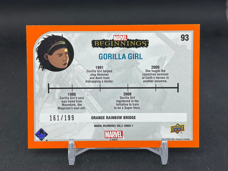 2022 UPPER DECK MARVEL BEGINNINGS VOLUME 2 SERIES 1 - ORANGE RAINBOW BRIDGE - GORILLA GIRL - #93 - #'D/199