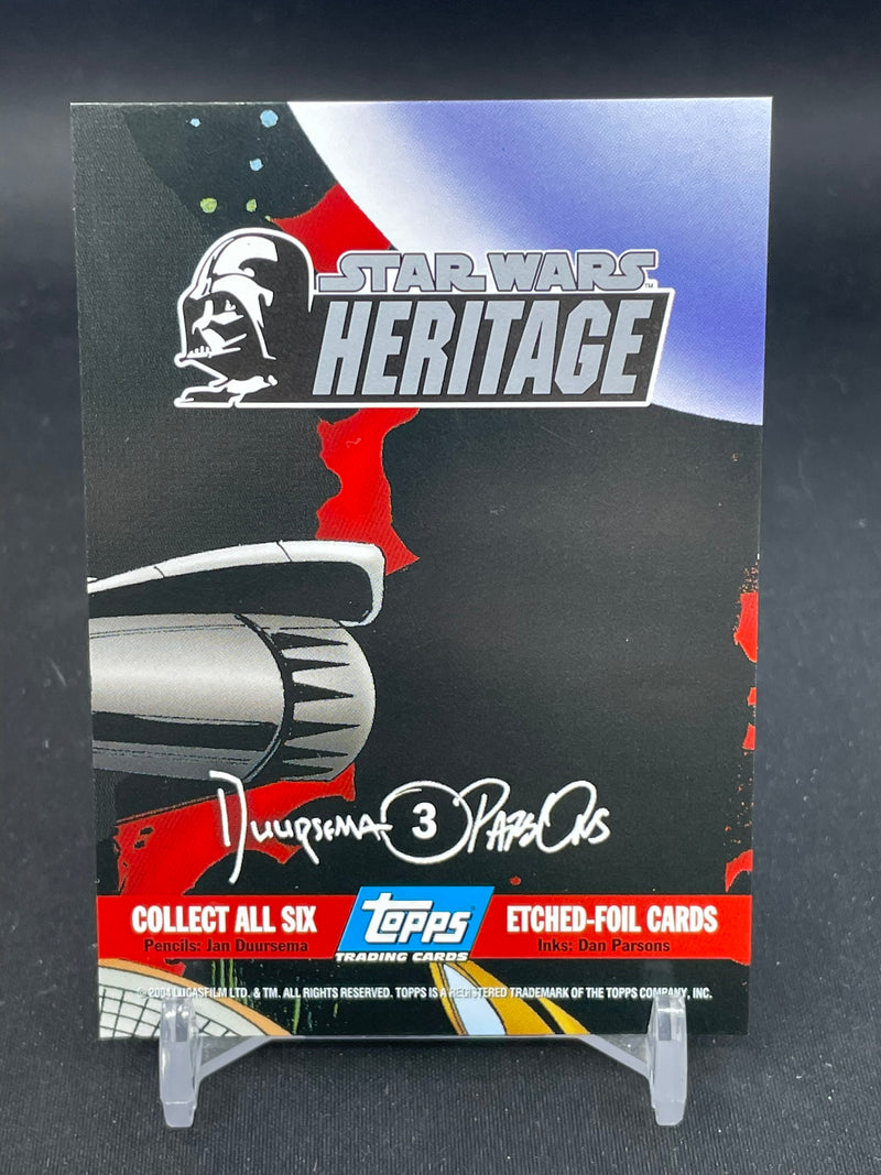 2004 TOPPS HERITAGE STAR WARS ETCHED FOIL - MACE WINDU & YODA -