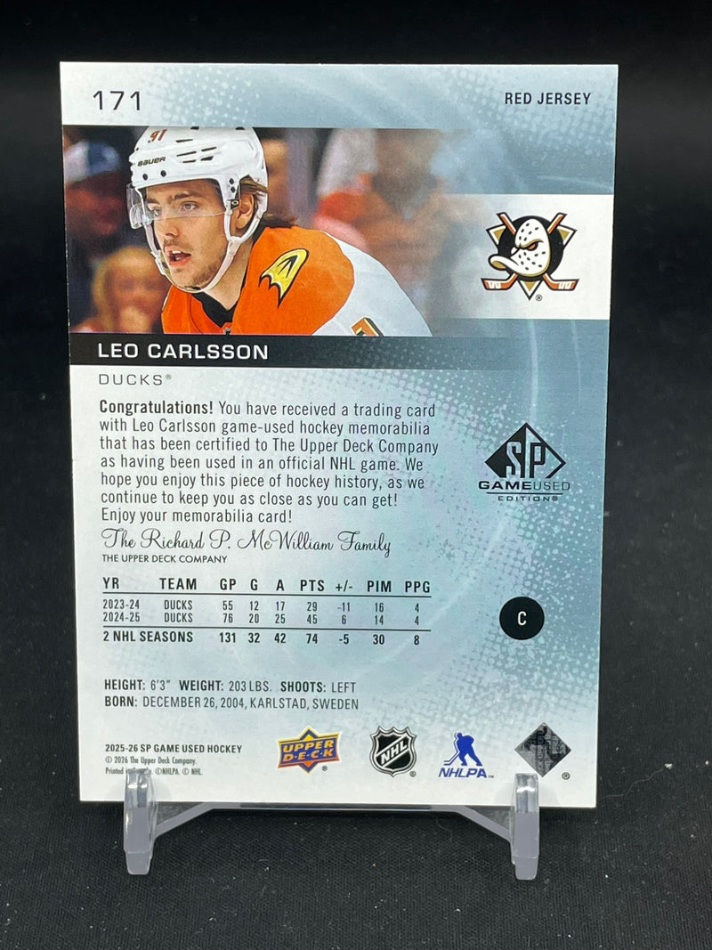 2025 UPPER DECK SP GAME USED - RED JERSEY - L. CARLSSON -