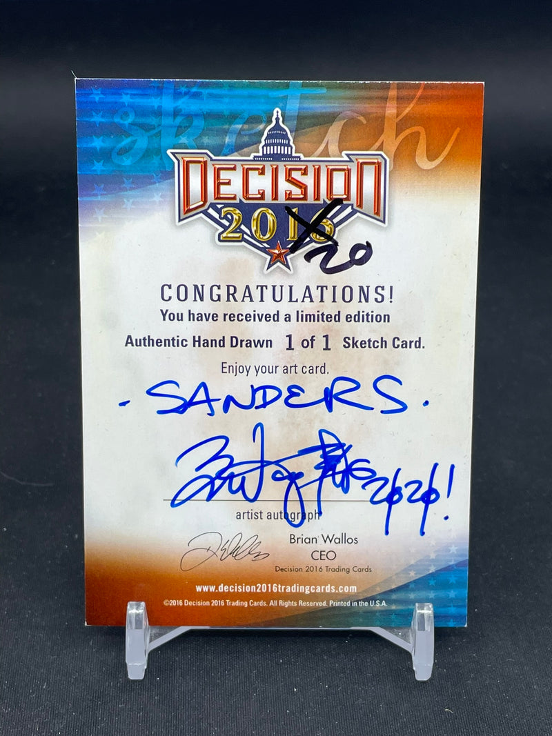 2016 THE DECISIONS - SKETCH CARD - BERNIE SANDERS - ONE OF ONE